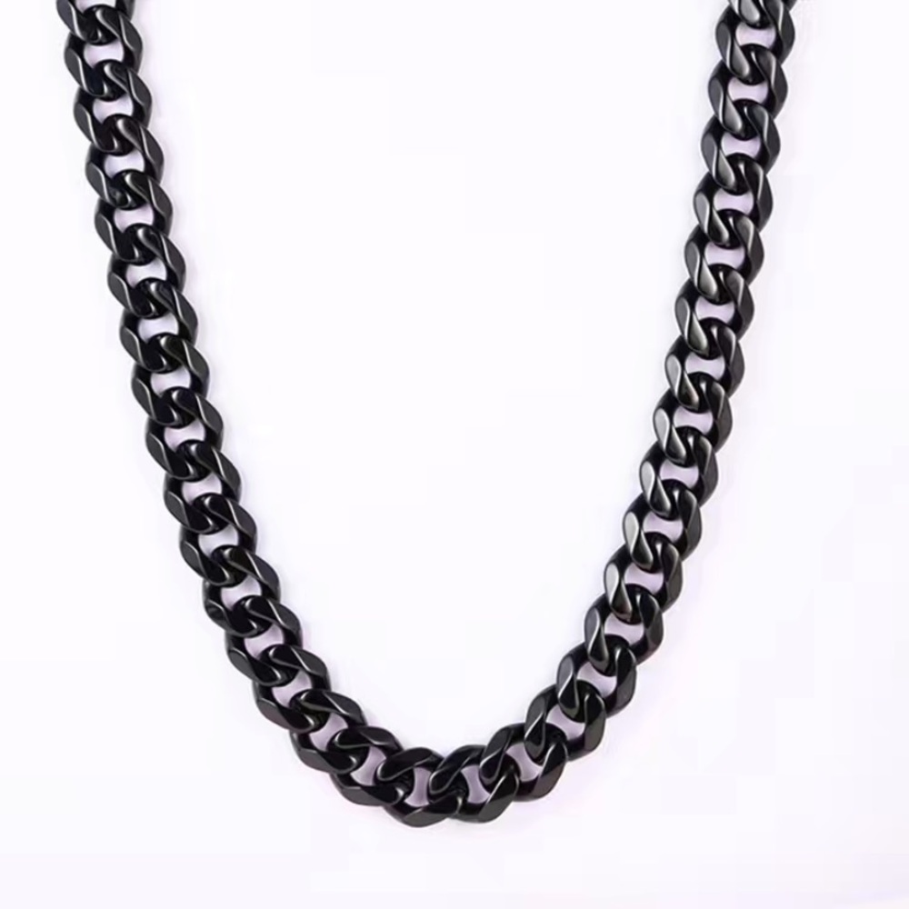 Black Stainless Steel Cuban Chain Necklace - Picture 9 of 9
